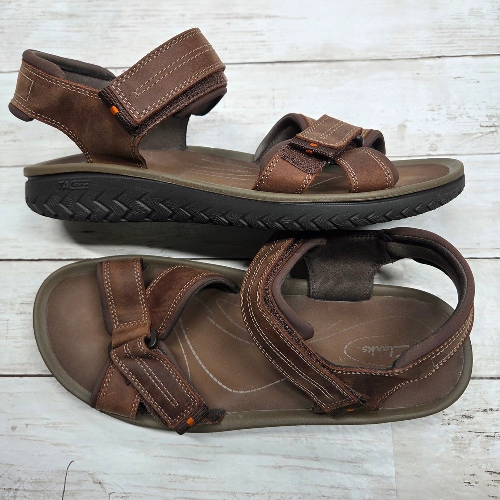 Clarks Step Beat Sun Sport Sandals Mens 11M Brown Leather Triple Strap 27772